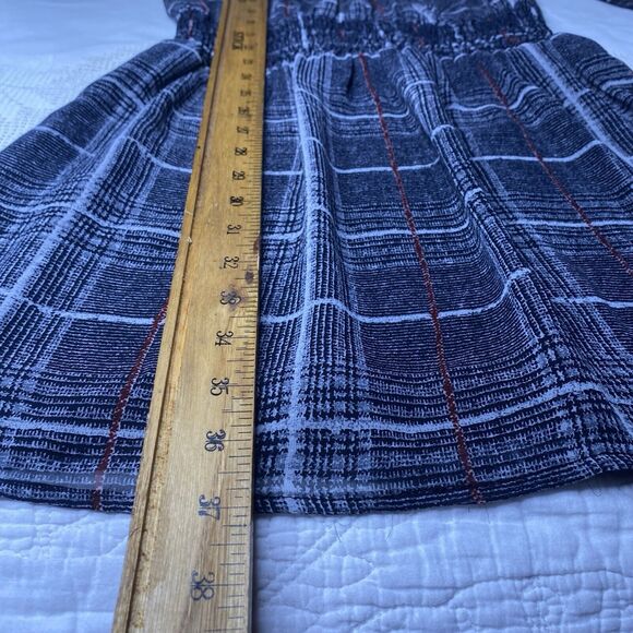 VERONICA M Mini Dress Sheer Plaid High Neck Smocked Bell Sleeves Womens S Black - Picture 8 of 11